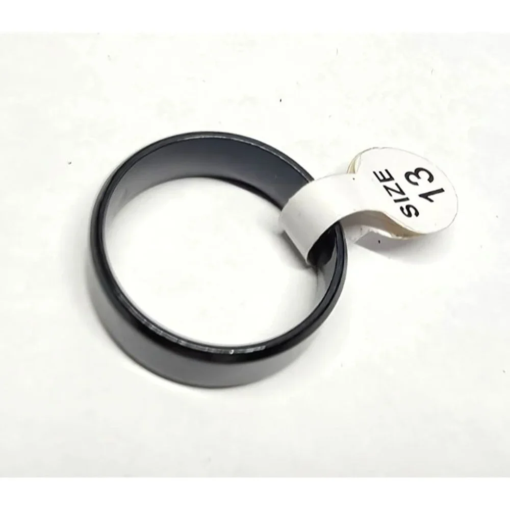 New w Tag Big Mens Black Band Ring Size 14 Sleek Thumb Polished‎ Wedding Shiny